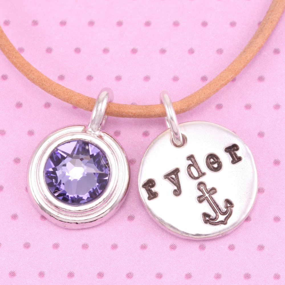 Charms & Solderable Accents Silver Plated Crystal Amethyst Charm-February (Amethyst)